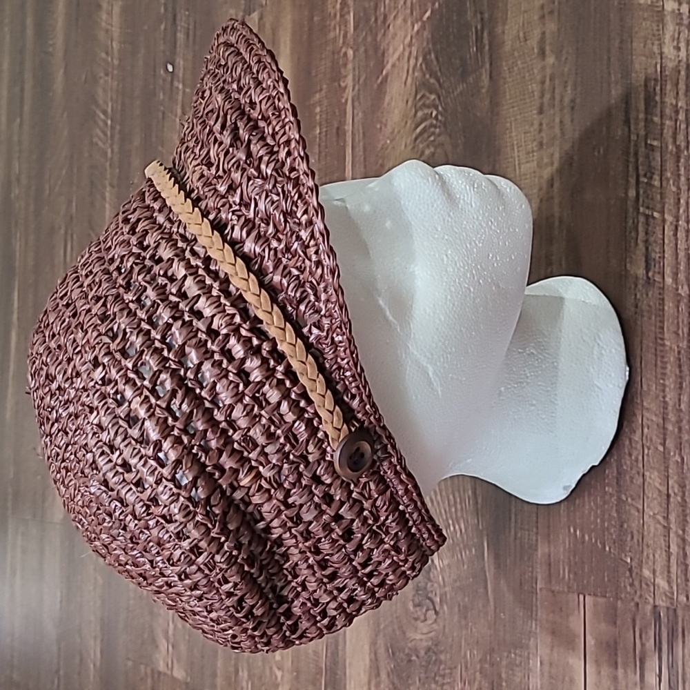Studio Clip Brown Woven Straw Newsboy Hat Cap